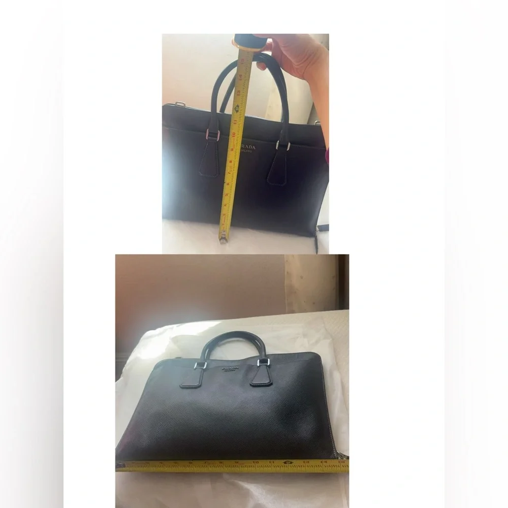 PRADA Saffiano Leather‎ Black Tote Bag Structured Work Bag Elegant Business